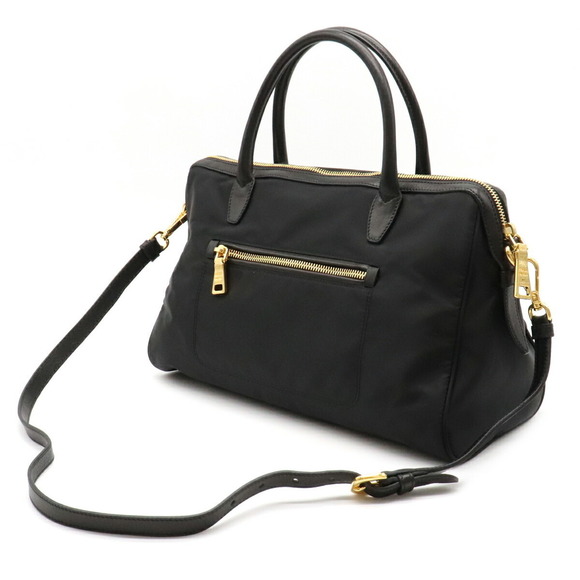 Prada 2WAY Bag Nero Black Shoulder Leather Nylon - Picture 1 of 9